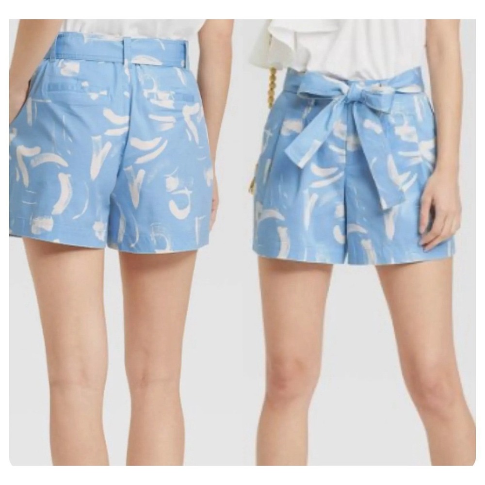 A New Day  Women's 6 Blue High-Rise Pleat Front Belted Everyday Shorts‎